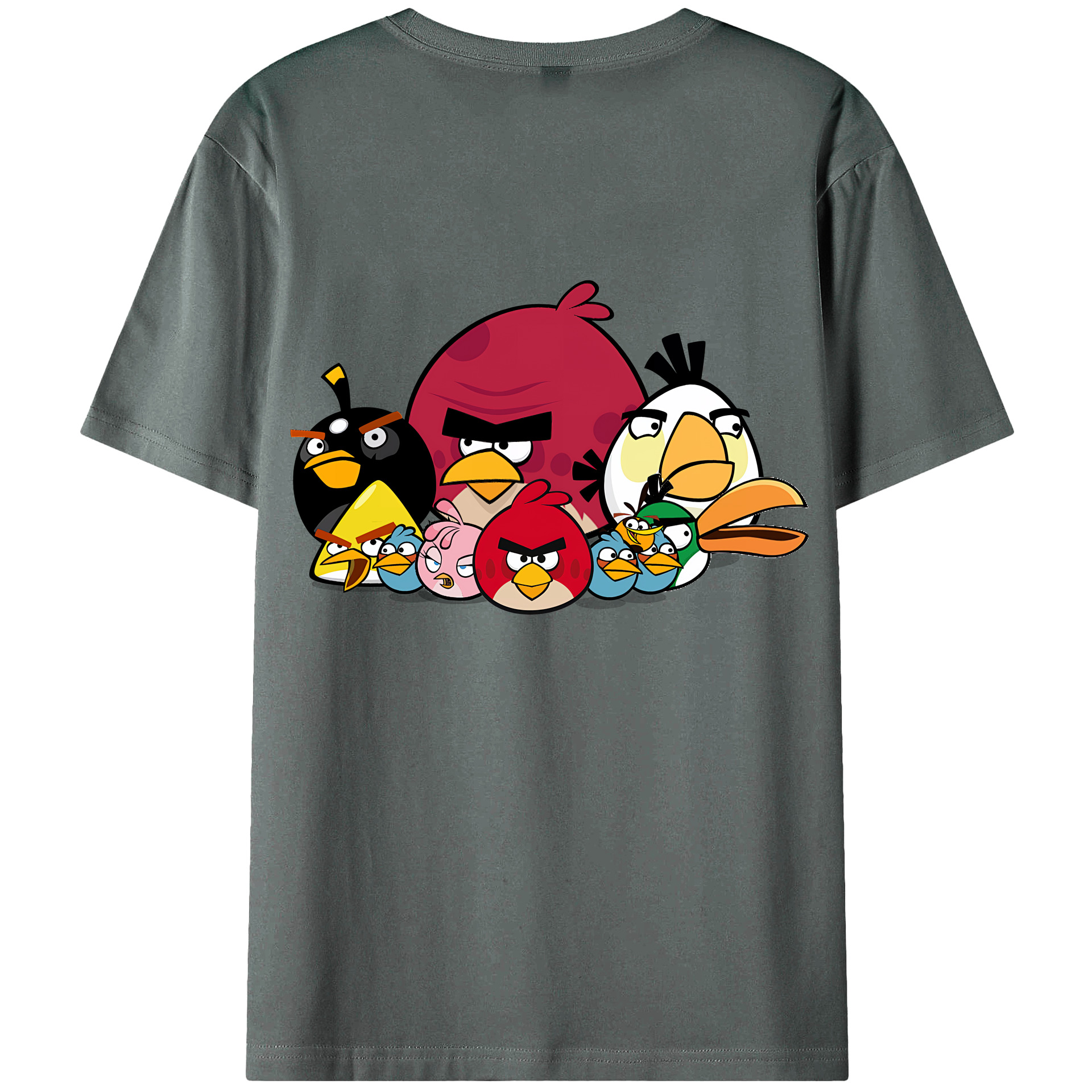 （画像用） Angry Birds アングリーバード 綿100％ メンズ半袖Tシャツ（バックプリント） 通気性